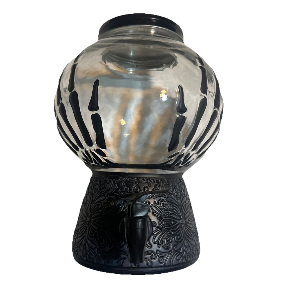 Way To Celebrate Halloween Skeleton Hands Glass Drink Dispenser Party Decor Used